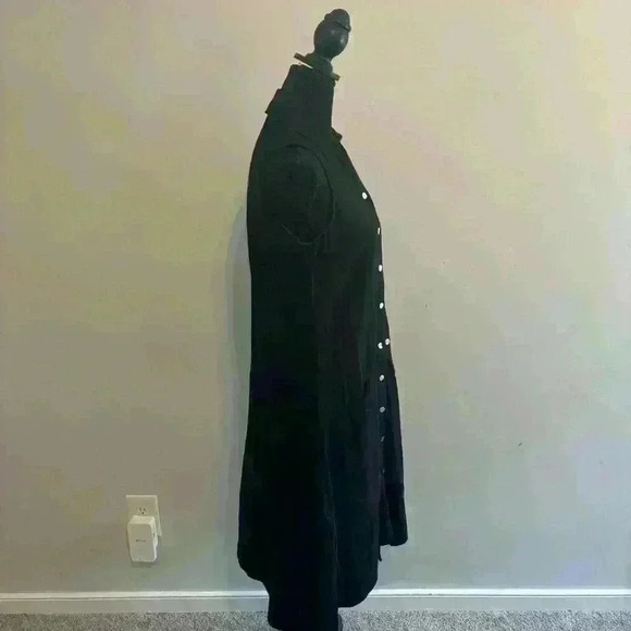 For Cynthia Womens Sz XS Black Linen Dress Button Front Pockets Asymmetrical Hem - Picture 3 of 11